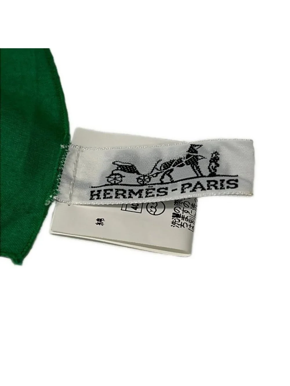 Hermes Shawl Green White Cotton Scarf